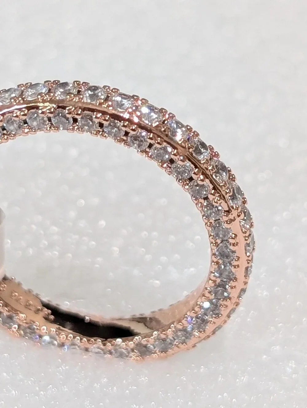NWT Bomb Party Elegant CZ Crystals Eternity Band Style Sz10 Ring Rose Gold Plate